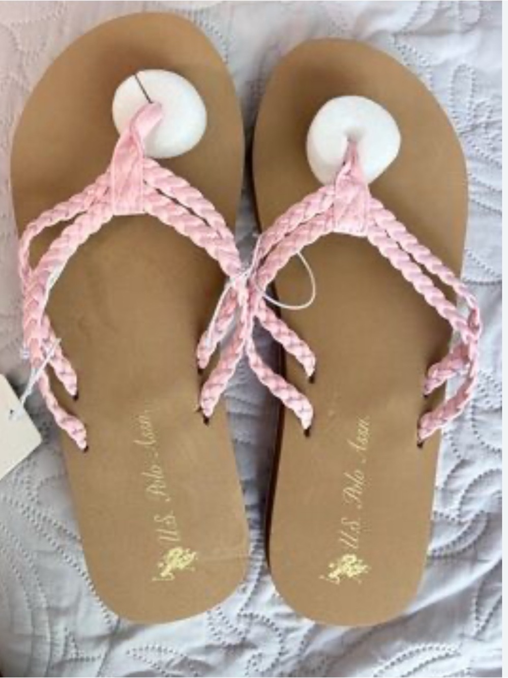 NWT- 10 women’s U.S. Polo Assn. Pink Braided Toe-Post Sandals